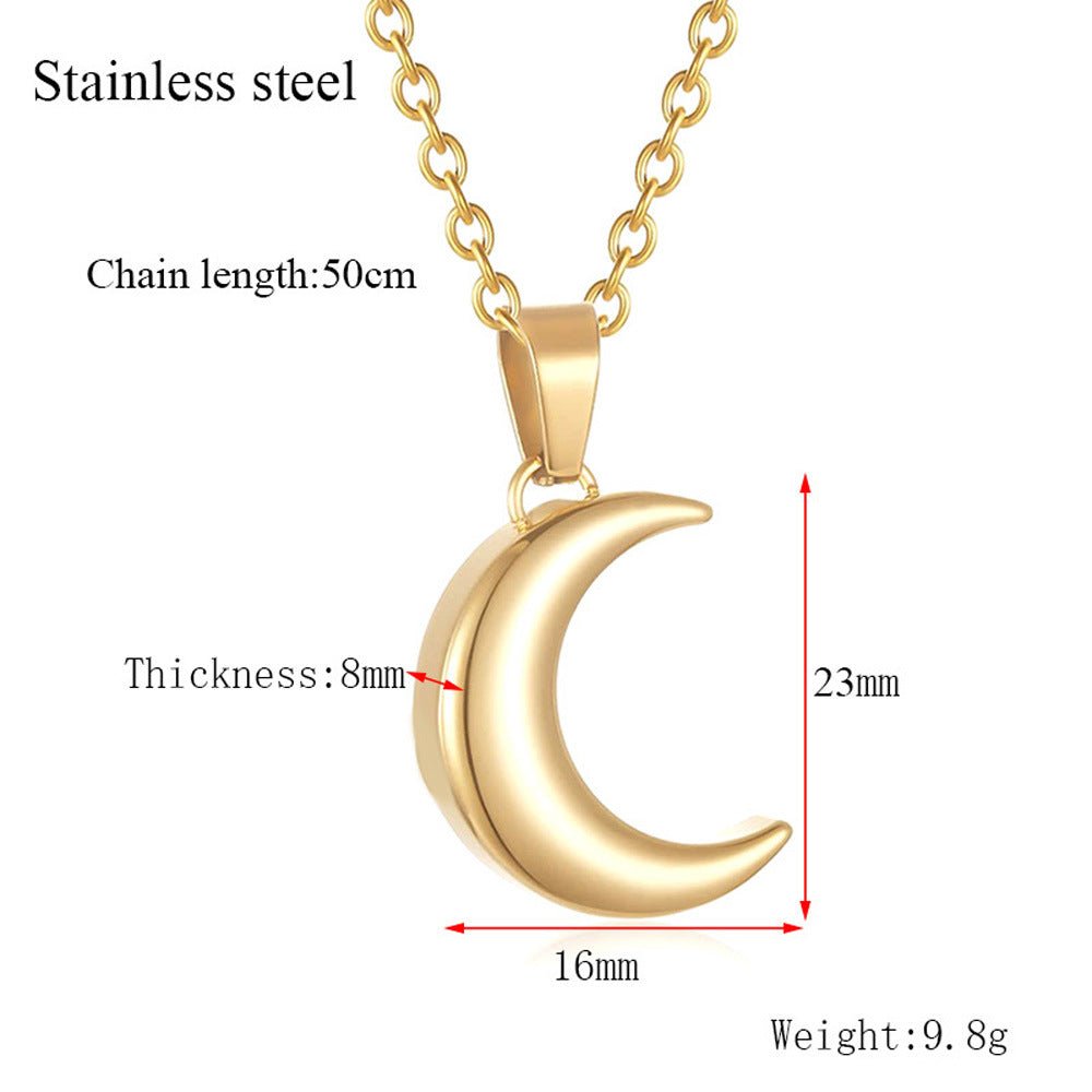 Stainless Steel Moon-Shaped Perfume Bottle Ash Pendant Necklace | Luxury Home Accessories | Heulog Glow