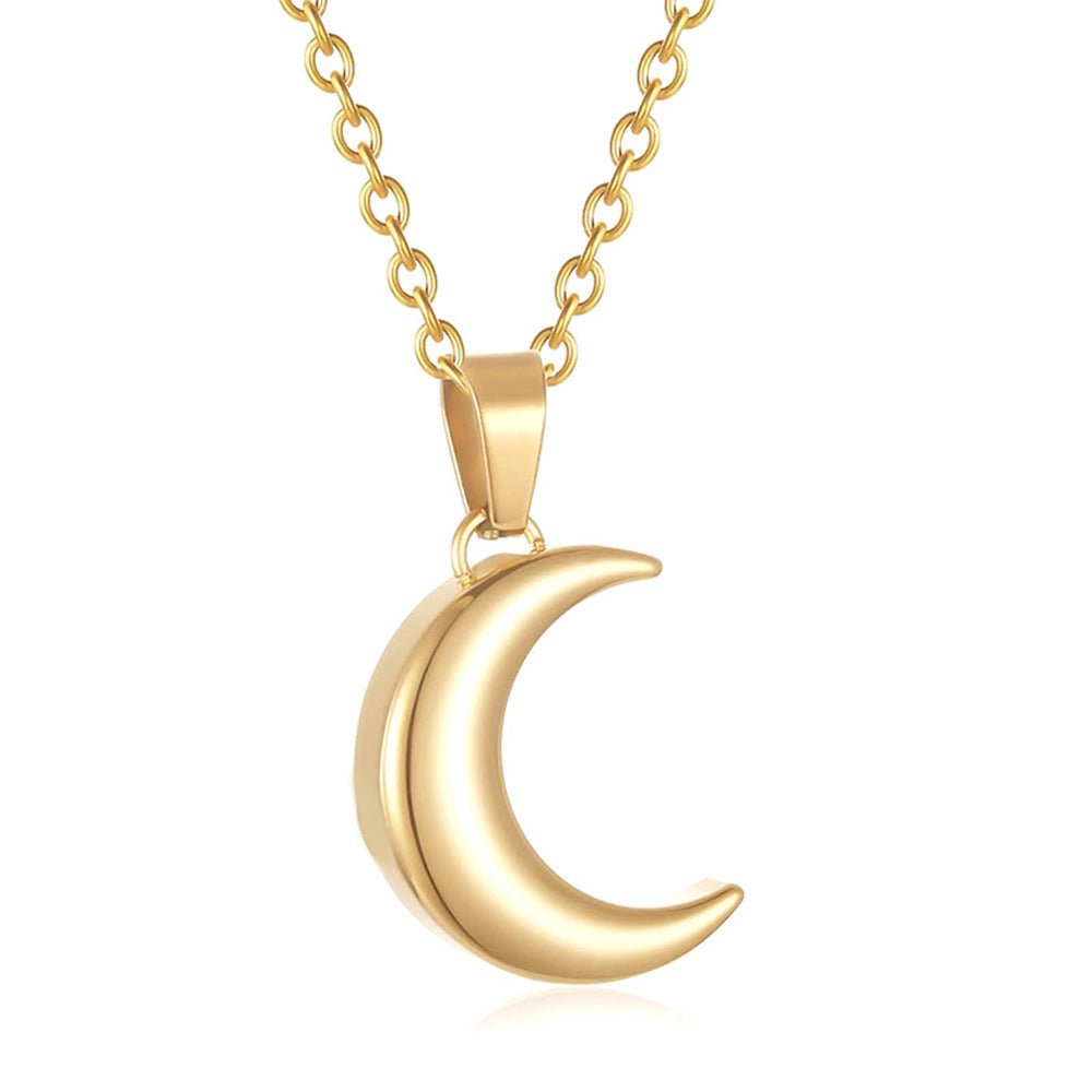 Stainless Steel Moon-Shaped Perfume Bottle Ash Pendant Necklace | Luxury Home Accessories | Heulog Glow