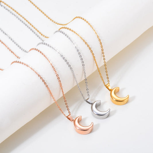 Stainless Steel Moon-Shaped Perfume Bottle Ash Pendant Necklace | Luxury Home Accessories | Heulog Glow