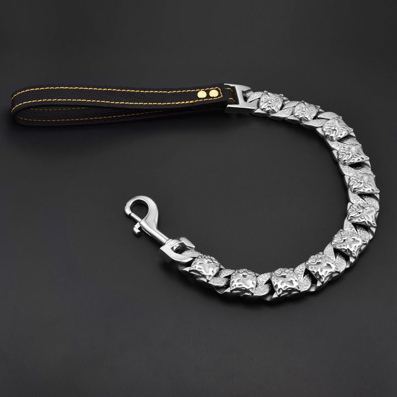 Stainless Steel Titanium Bully Dog Full Dog Head Collar | Luxury Home Accessories | Heulog Glow