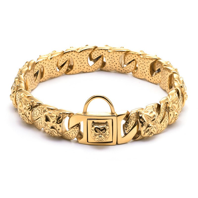 Stainless Steel Titanium Bully Dog Full Dog Head Collar | Luxury Home Accessories | Heulog Glow