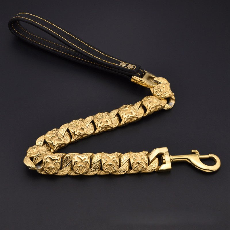 Stainless Steel Titanium Bully Dog Full Dog Head Collar | Luxury Home Accessories | Heulog Glow