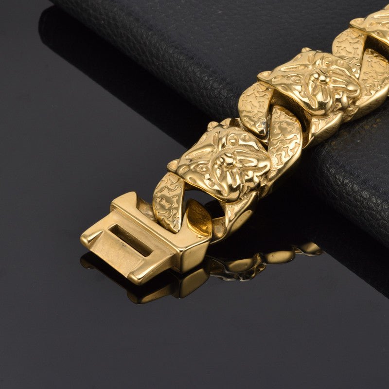 Stainless Steel Titanium Bully Dog Full Dog Head Collar | Luxury Home Accessories | Heulog Glow