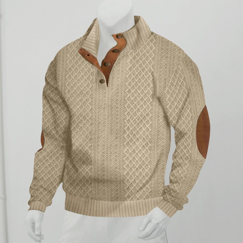 Stand Collar Long Sleeve Jacquard Knitted Pullover Sweater | Luxury Home Accessories | Heulog Glow