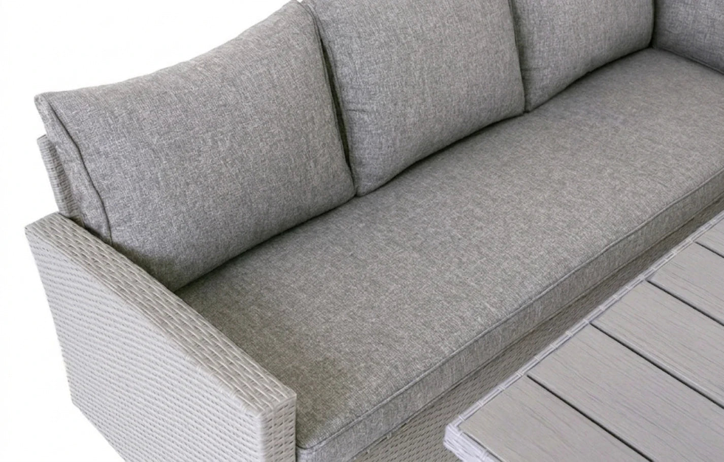 Stockholm 6 Seater Grey Rattan Garden Corner Dining Set | Luxury Home Accessories | Heulog Glow