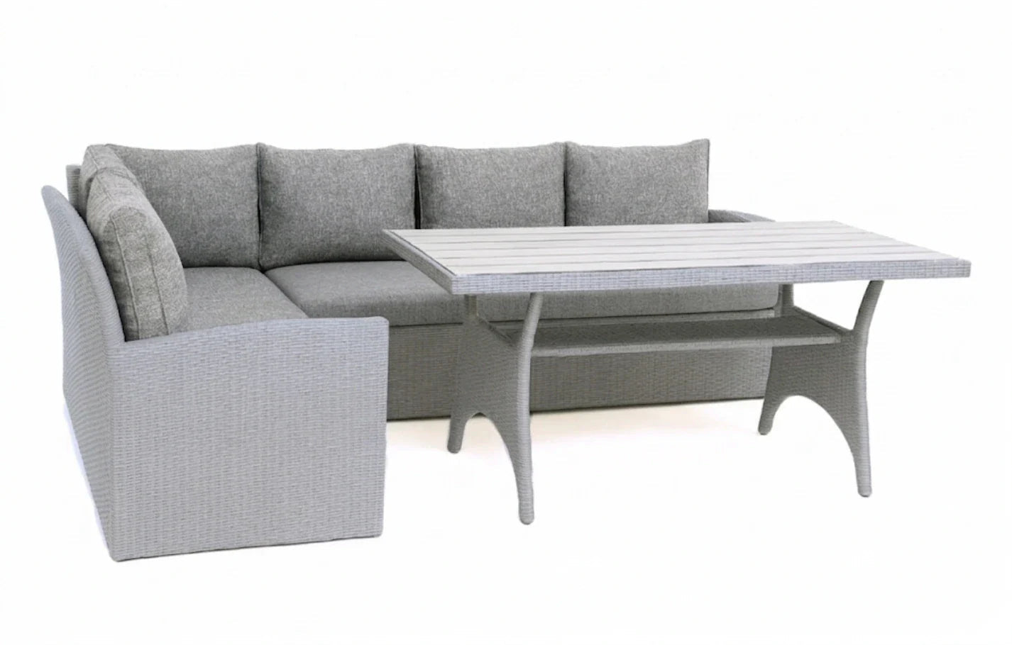 Stockholm 6 Seater Grey Rattan Garden Corner Dining Set | Luxury Home Accessories | Heulog Glow