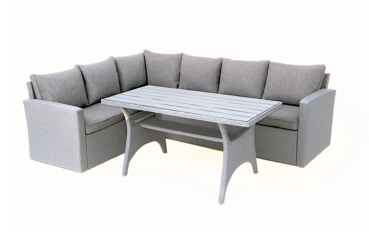 Stockholm 6 Seater Grey Rattan Garden Corner Dining Set | Luxury Home Accessories | Heulog Glow