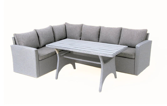Stockholm 6 Seater Grey Rattan Garden Corner Dining Set | Luxury Home Accessories | Heulog Glow