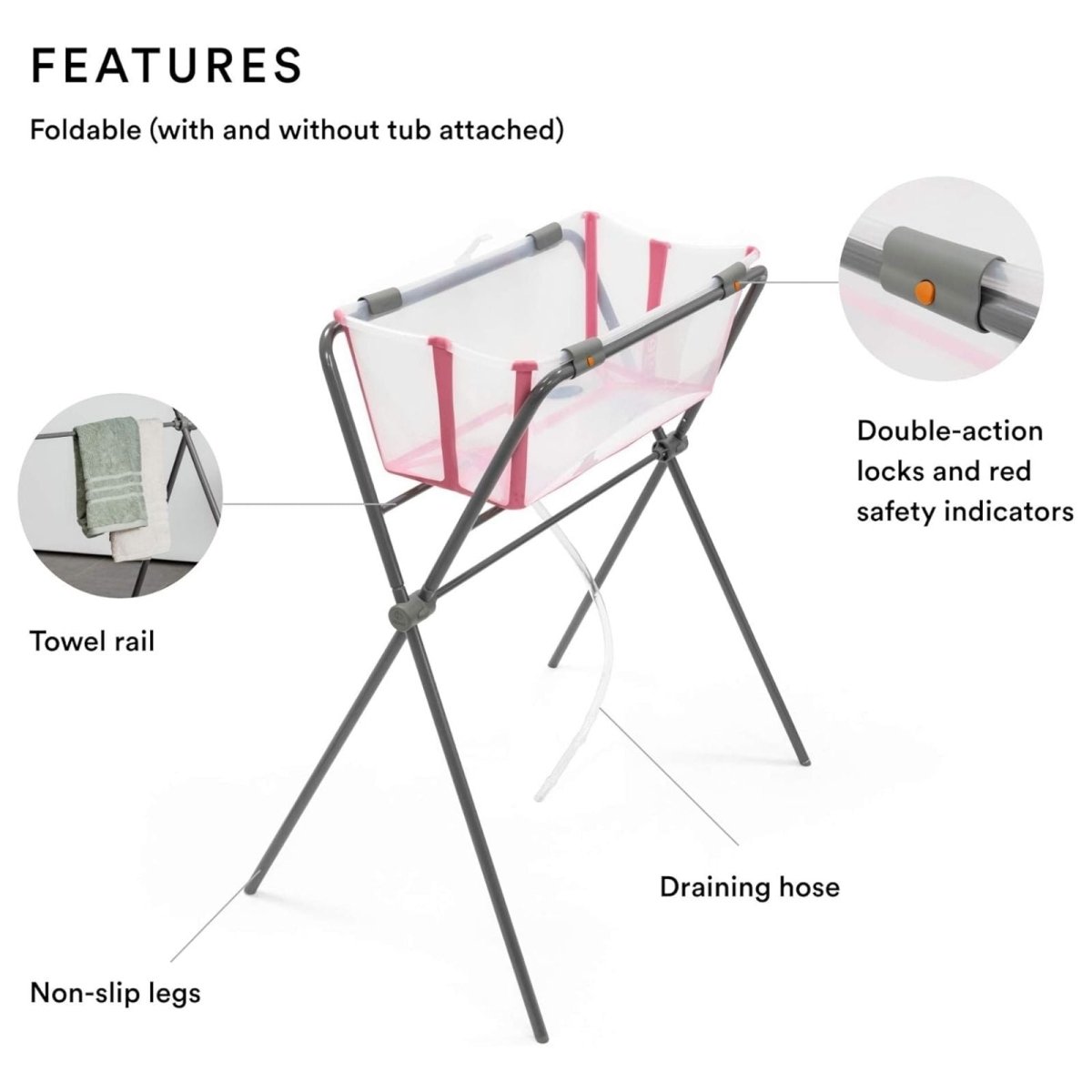 Stokke Flexi Bath Flexi Stand - Grey | Luxury Home Accessories | Heulog Glow