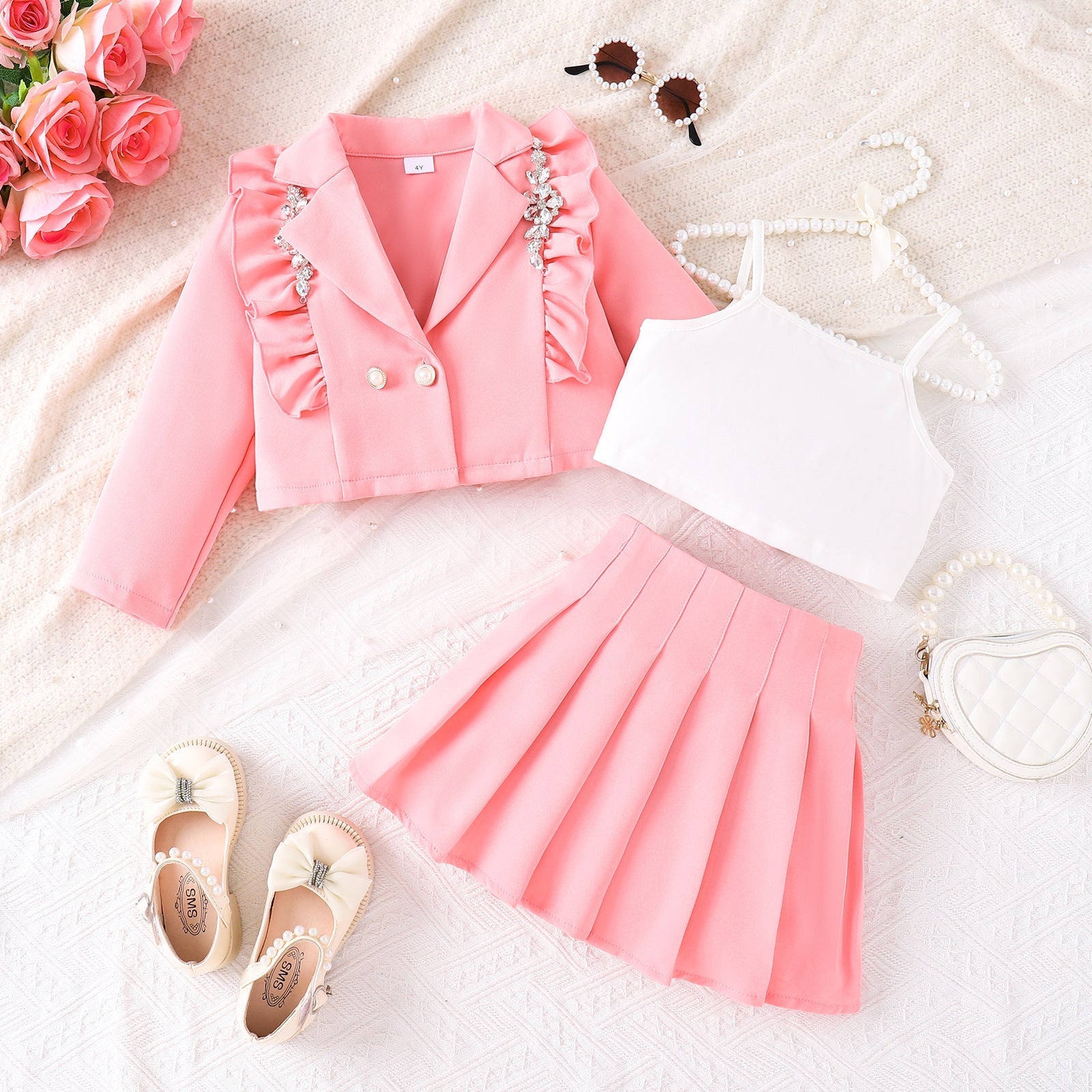 Strappy Tank Top Pleated Skirt Three-piece Set | Luxury Home Accessories | Heulog Glow