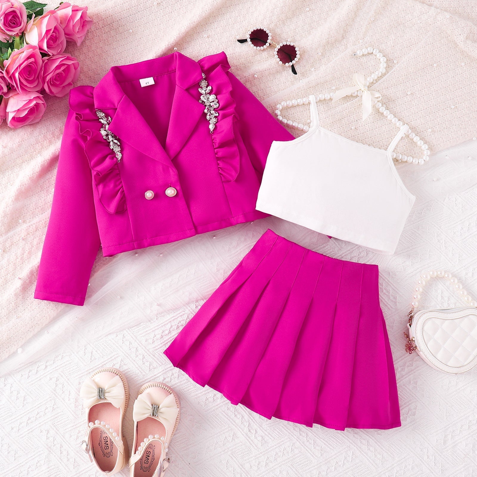 Strappy Tank Top Pleated Skirt Three-piece Set | Luxury Home Accessories | Heulog Glow