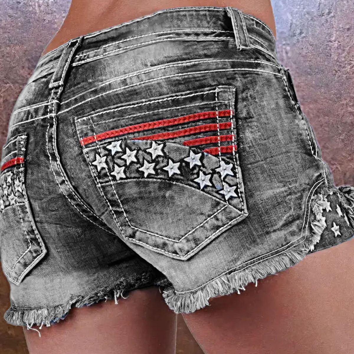 Stretchy Patchwork Embroidered Ripped Denim Shorts | Luxury Home Accessories | Heulog Glow
