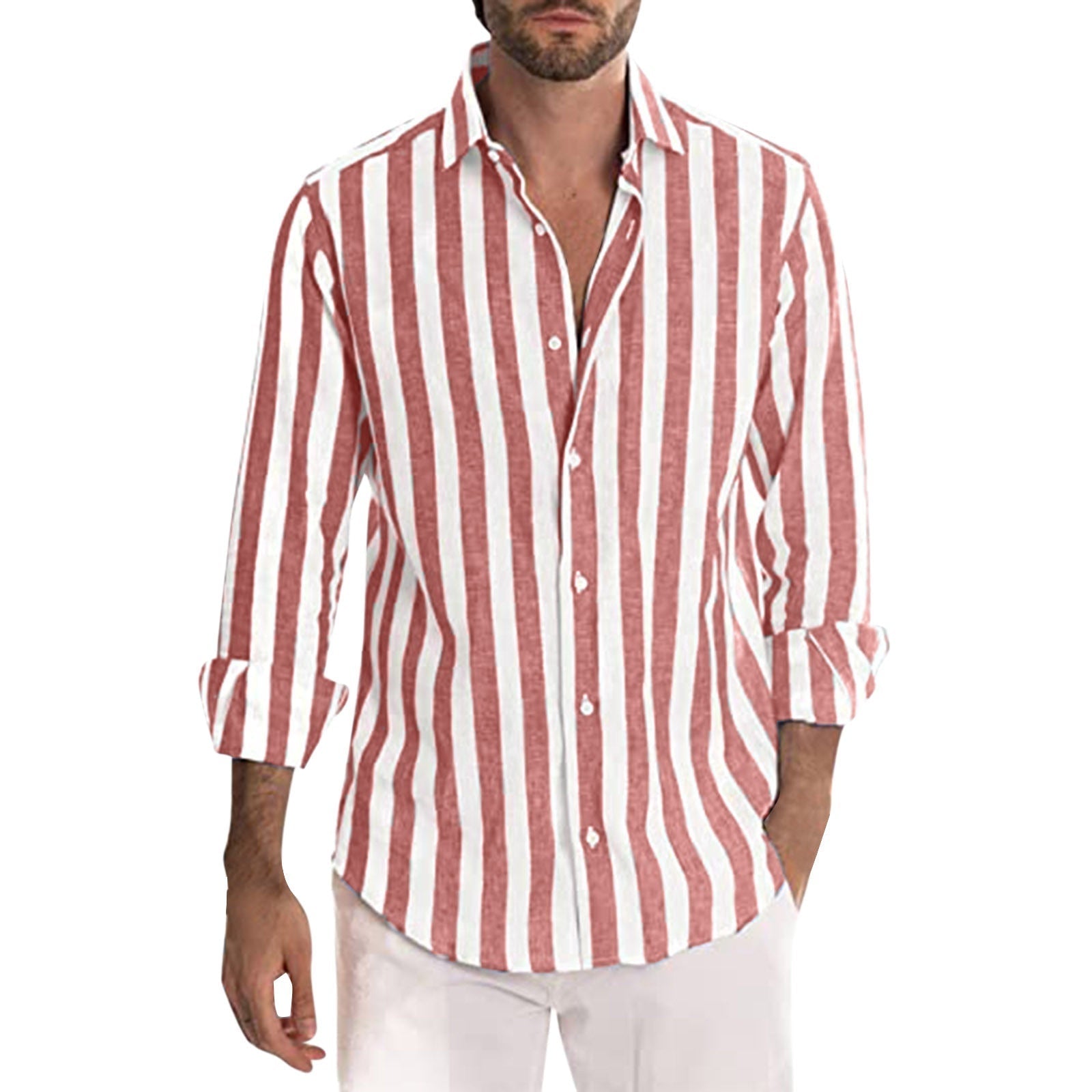 Striped Print Shirt Casual Loose Long-sleeved Shirt Men's Clothing | Luxury Home Accessories | Heulog Glow