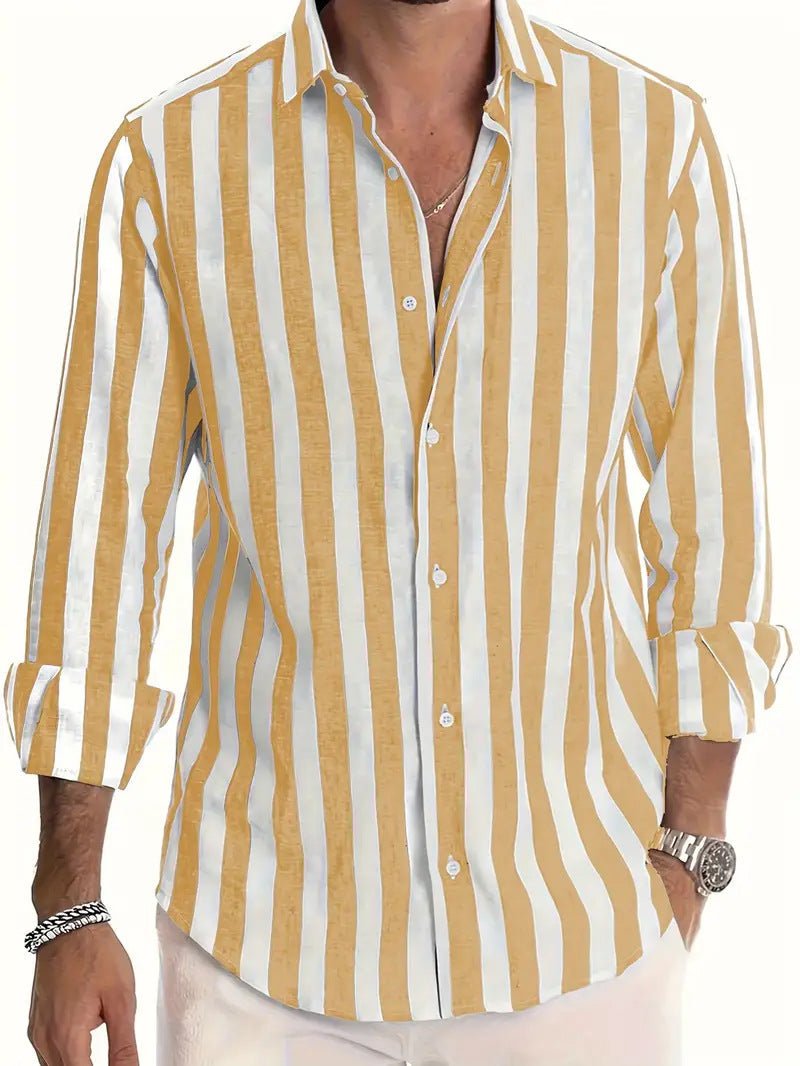Striped Print Shirt Casual Loose Long-sleeved Shirt Men's Clothing | Luxury Home Accessories | Heulog Glow