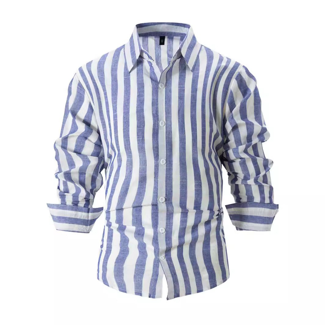 Striped Print Shirt Casual Loose Long-sleeved Shirt Men's Clothing | Luxury Home Accessories | Heulog Glow