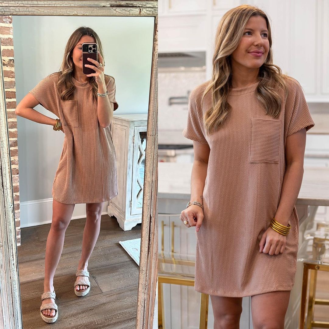 Striped Short Sleeve Pocket Dress Women | Luxury Home Accessories | Heulog Glow