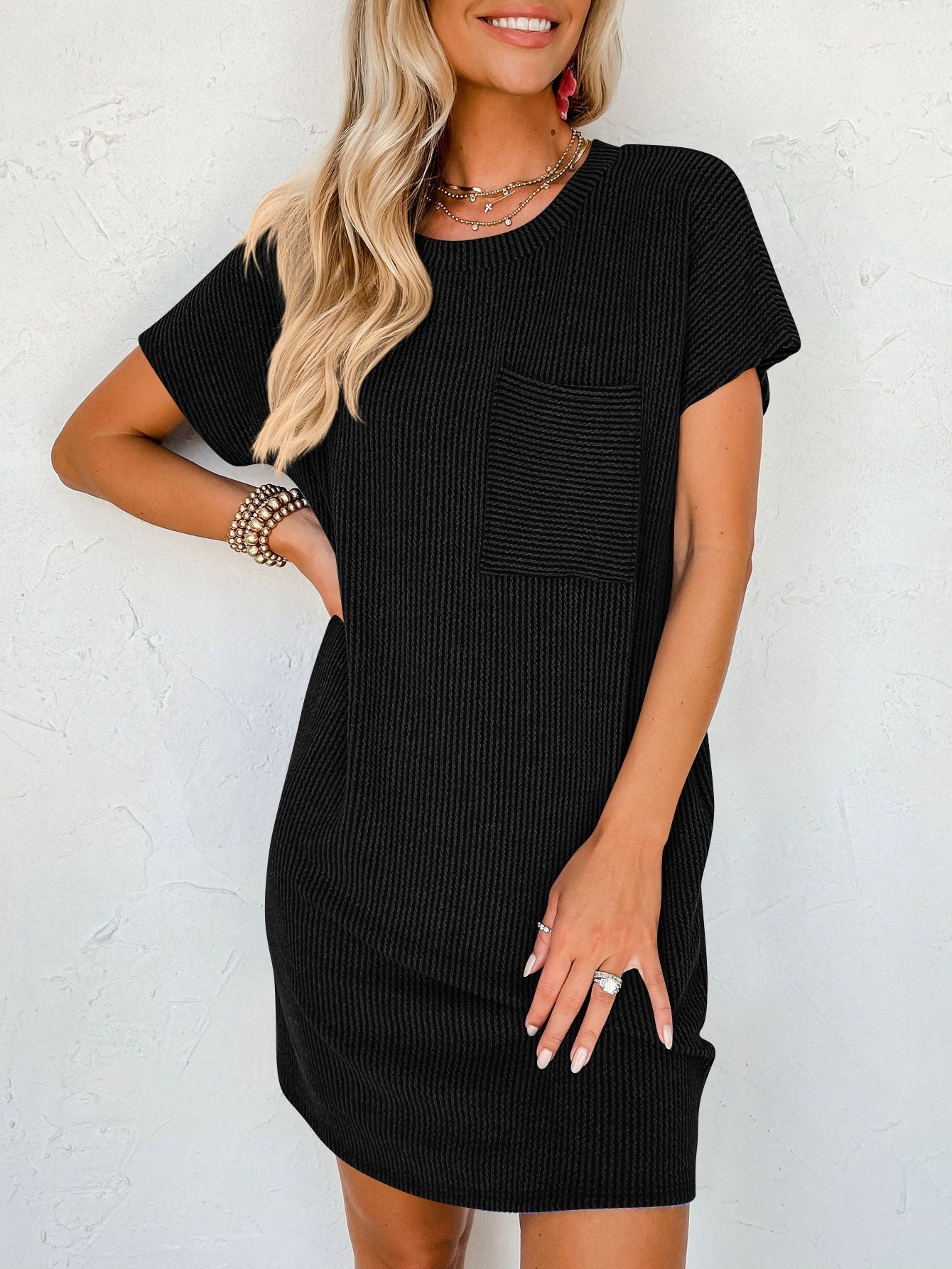 Striped Short Sleeve Pocket Dress Women | Luxury Home Accessories | Heulog Glow