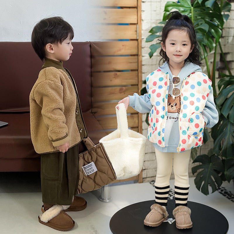 Suede Fleece-lined Cotton Shoes For Children's Walking | Luxury Home Accessories | Heulog Glow