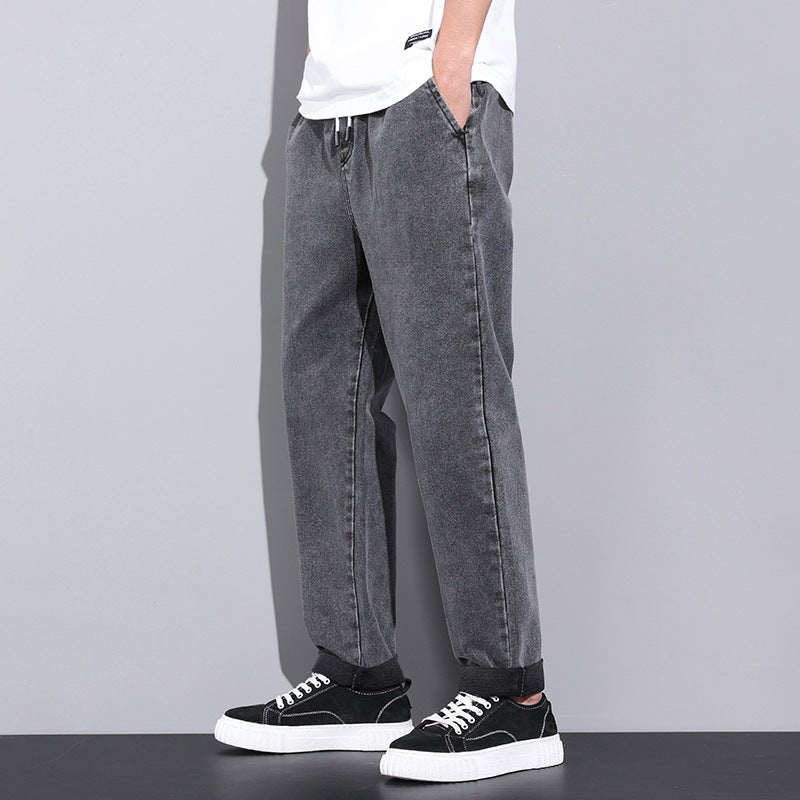Summer Loose Wide Leg Jeans Pants Men Fashion Drawstring Elasticated Straight Trousers | Luxury Home Accessories | Heulog Glow