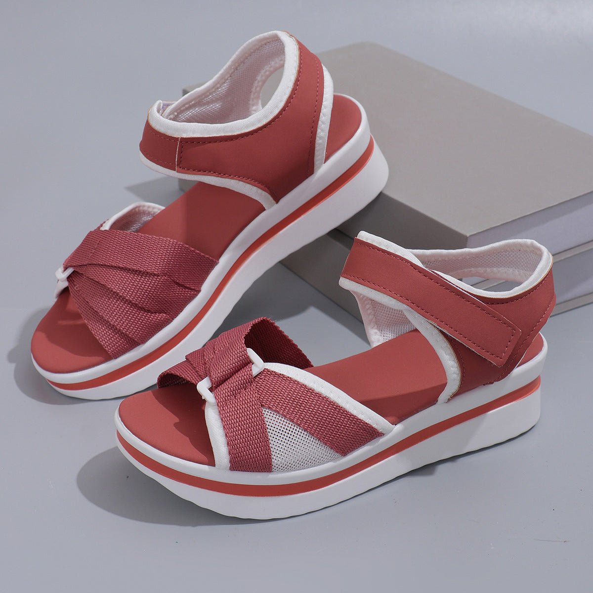 Summer Mesh Cross-strap Sandals With Velcro-design Thick Sole Flats Beach Shoes Women | Luxury Home Accessories | Heulog Glow