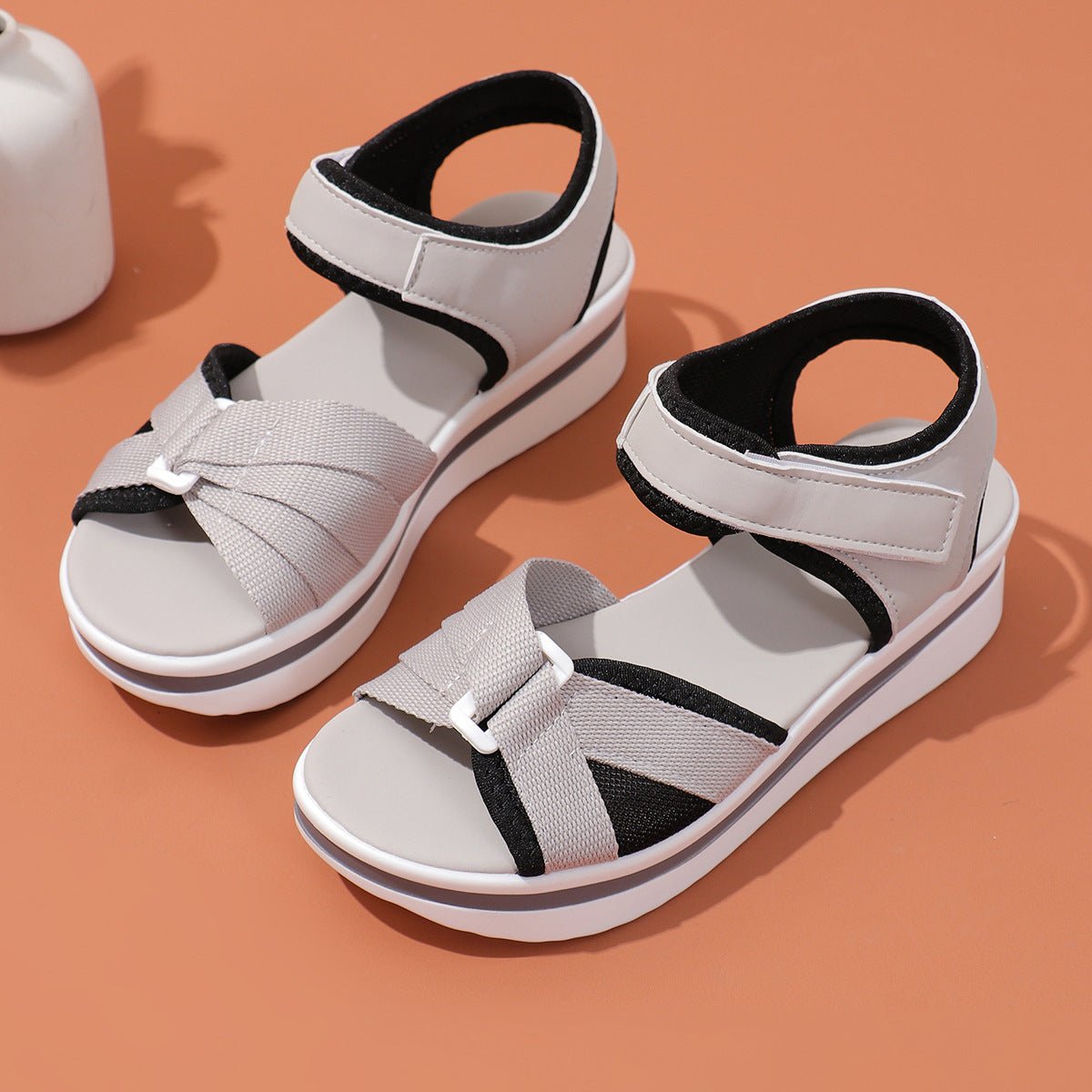 Summer Mesh Cross-strap Sandals With Velcro-design Thick Sole Flats Beach Shoes Women | Luxury Home Accessories | Heulog Glow