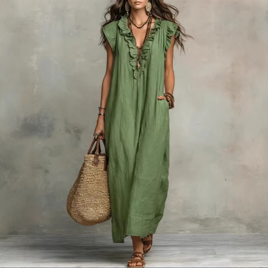 Summer Ruffle Dress With Pockets Women's Spring Elegant Casual Sleeveless A-Line Shift Dresses | Luxury Home Accessories | Heulog Glow