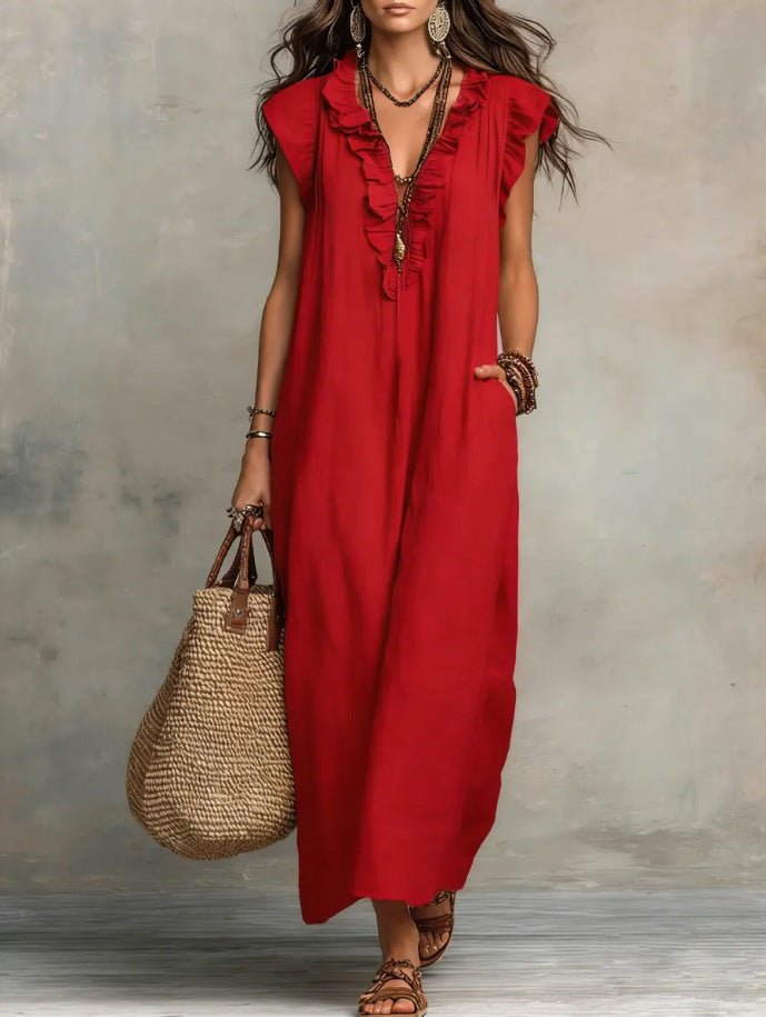 Summer Ruffle Dress With Pockets Women's Spring Elegant Casual Sleeveless A-Line Shift Dresses | Luxury Home Accessories | Heulog Glow