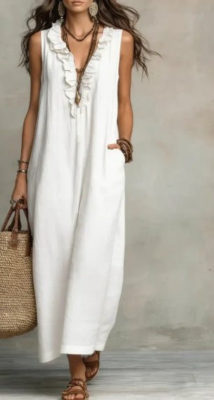 Summer Ruffle Dress With Pockets Women's Spring Elegant Casual Sleeveless A-Line Shift Dresses | Luxury Home Accessories | Heulog Glow