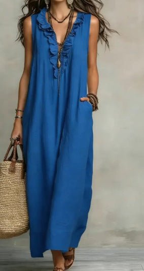 Summer Ruffle Dress With Pockets Women's Spring Elegant Casual Sleeveless A-Line Shift Dresses | Luxury Home Accessories | Heulog Glow
