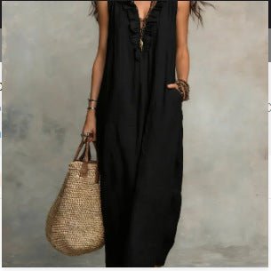 Summer Ruffle Dress With Pockets Women's Spring Elegant Casual Sleeveless A-Line Shift Dresses | Luxury Home Accessories | Heulog Glow
