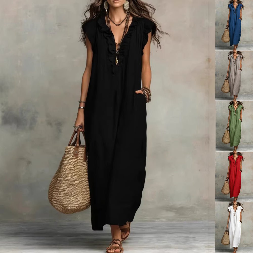 Summer Ruffle Dress With Pockets Women's Spring Elegant Casual Sleeveless A-Line Shift Dresses | Luxury Home Accessories | Heulog Glow