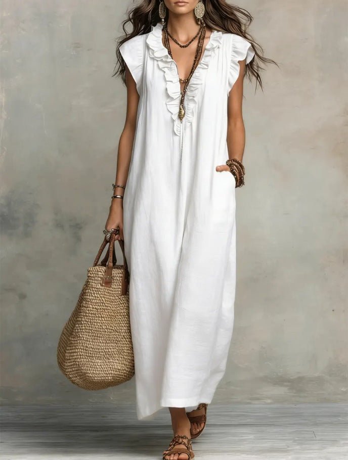 Summer Ruffle Dress With Pockets Women's Spring Elegant Casual Sleeveless A-Line Shift Dresses | Luxury Home Accessories | Heulog Glow
