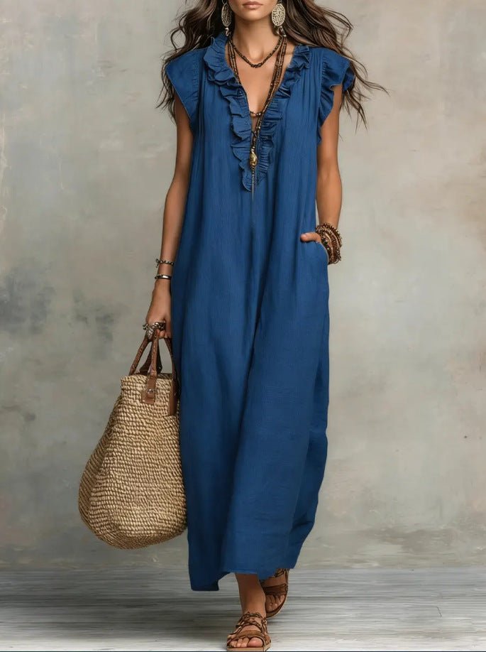 Summer Ruffle Dress With Pockets Women's Spring Elegant Casual Sleeveless A-Line Shift Dresses | Luxury Home Accessories | Heulog Glow