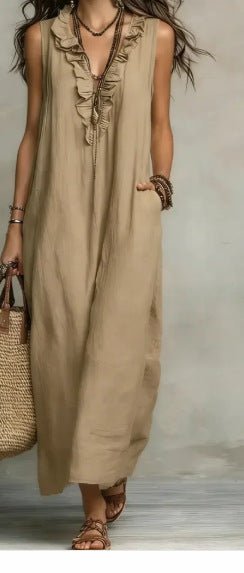 Summer Ruffle Dress With Pockets Women's Spring Elegant Casual Sleeveless A-Line Shift Dresses | Luxury Home Accessories | Heulog Glow