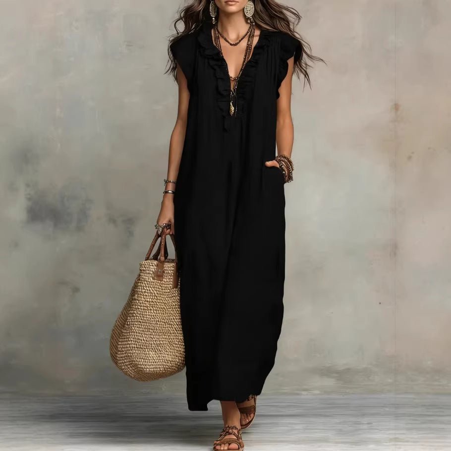 Summer Ruffle Dress With Pockets Women's Spring Elegant Casual Sleeveless A-Line Shift Dresses | Luxury Home Accessories | Heulog Glow