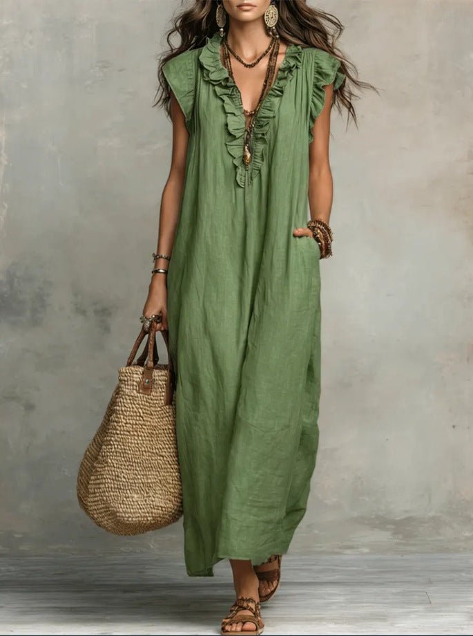 Summer Ruffle Dress With Pockets Women's Spring Elegant Casual Sleeveless A-Line Shift Dresses | Luxury Home Accessories | Heulog Glow