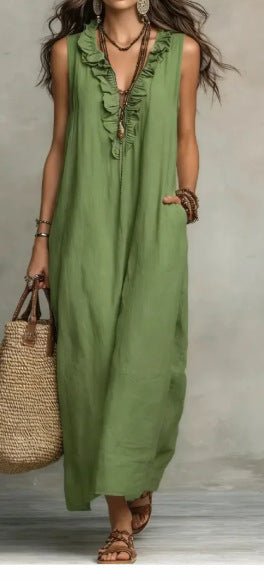Summer Ruffle Dress With Pockets Women's Spring Elegant Casual Sleeveless A-Line Shift Dresses | Luxury Home Accessories | Heulog Glow