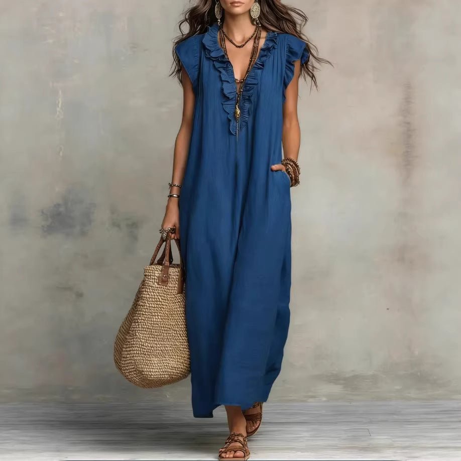 Summer Ruffle Dress With Pockets Women's Spring Elegant Casual Sleeveless A-Line Shift Dresses | Luxury Home Accessories | Heulog Glow