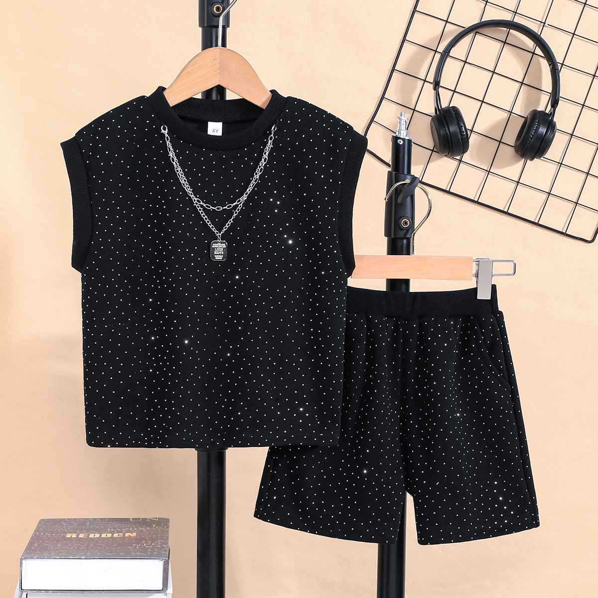 Summer Trendy Sleeveless Vest Boys' Outfit With Starry Sky And Sparkling Rhinestones | Luxury Home Accessories | Heulog Glow