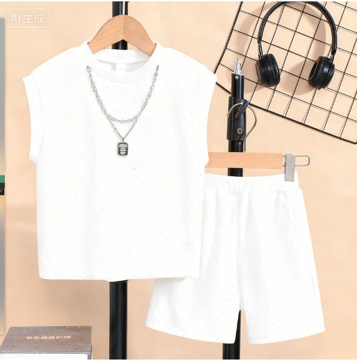 Summer Trendy Sleeveless Vest Boys' Outfit With Starry Sky And Sparkling Rhinestones | Luxury Home Accessories | Heulog Glow