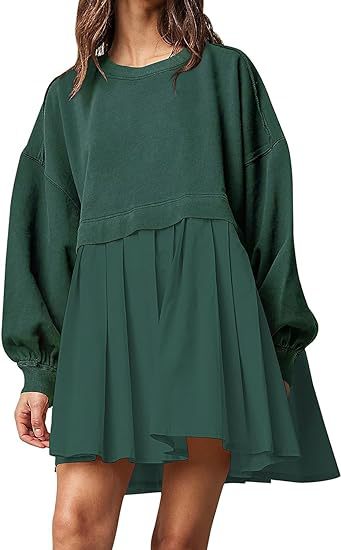 Sweater Dress Loose Long Sleeve Crewneck Pullover Tops Relaxed Fit Sweatshirts Short Dress Autumn And Winter | Luxury Home Accessories | Heulog Glow