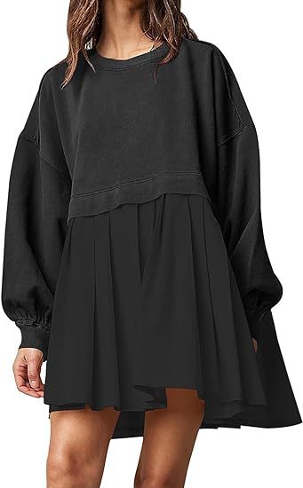 Sweater Dress Loose Long Sleeve Crewneck Pullover Tops Relaxed Fit Sweatshirts Short Dress Autumn And Winter | Luxury Home Accessories | Heulog Glow