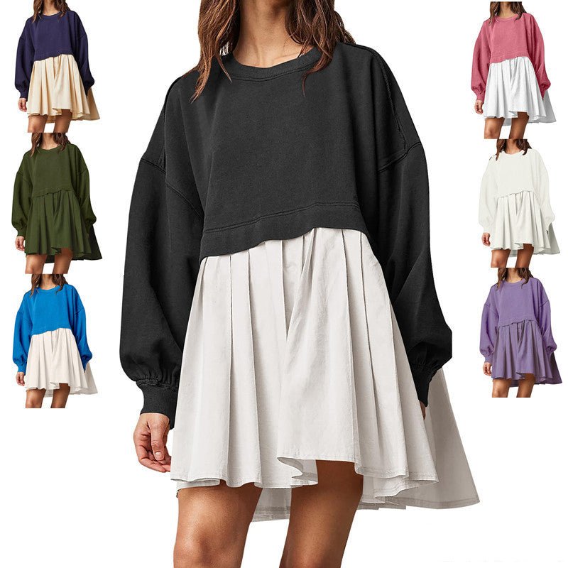 Sweater Dress Loose Long Sleeve Crewneck Pullover Tops Relaxed Fit Sweatshirts Short Dress Autumn And Winter | Luxury Home Accessories | Heulog Glow