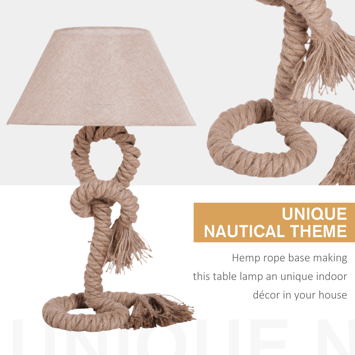 Table Lamp Indispensable Nautical Twisted Rope E27 Base Bedside Light | Luxury Home Accessories | Heulog Glow