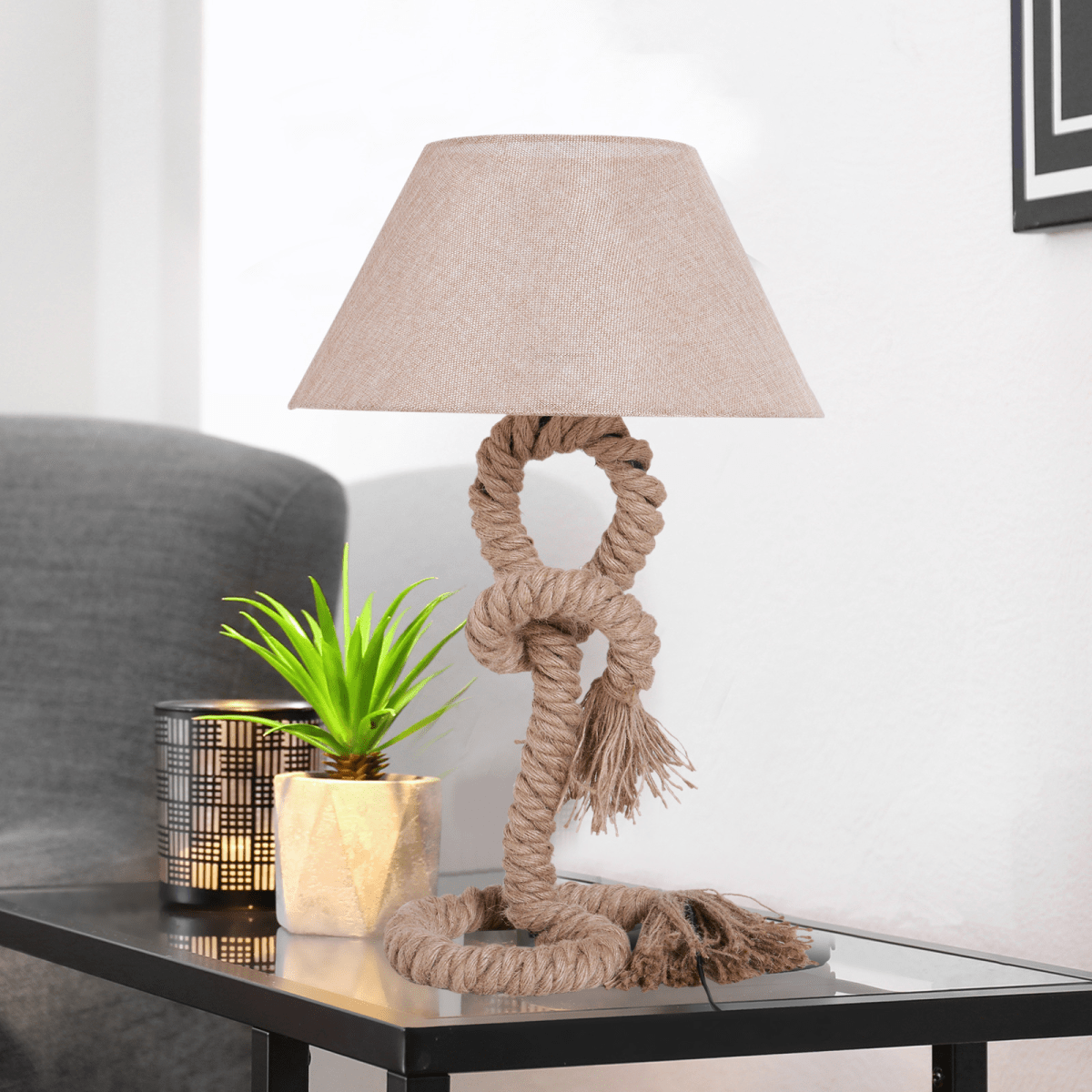 Table Lamp Indispensable Nautical Twisted Rope E27 Base Bedside Light | Luxury Home Accessories | Heulog Glow
