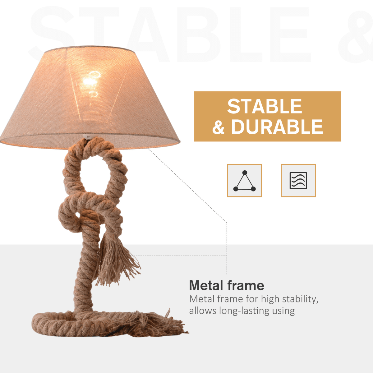 Table Lamp Indispensable Nautical Twisted Rope E27 Base Bedside Light | Luxury Home Accessories | Heulog Glow