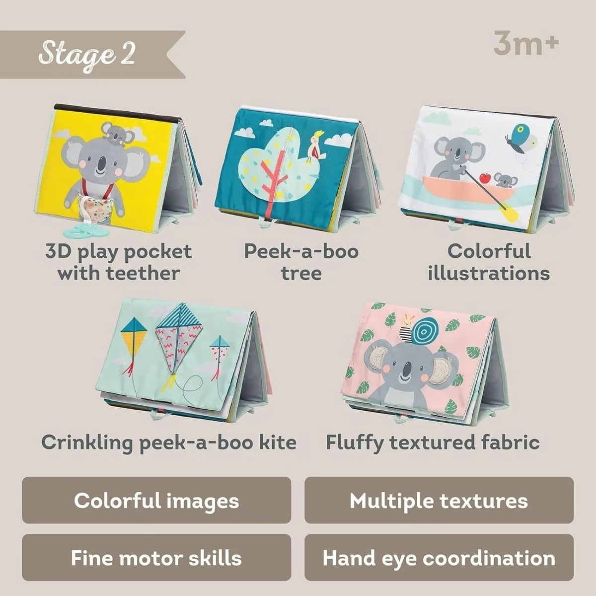 Taf Toys Kimmy Koala Tummy Time Book | Luxury Home Accessories | Heulog Glow