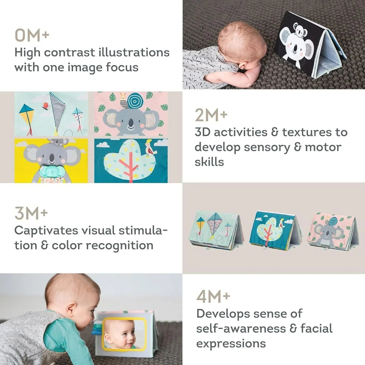 Taf Toys Kimmy Koala Tummy Time Book | Luxury Home Accessories | Heulog Glow