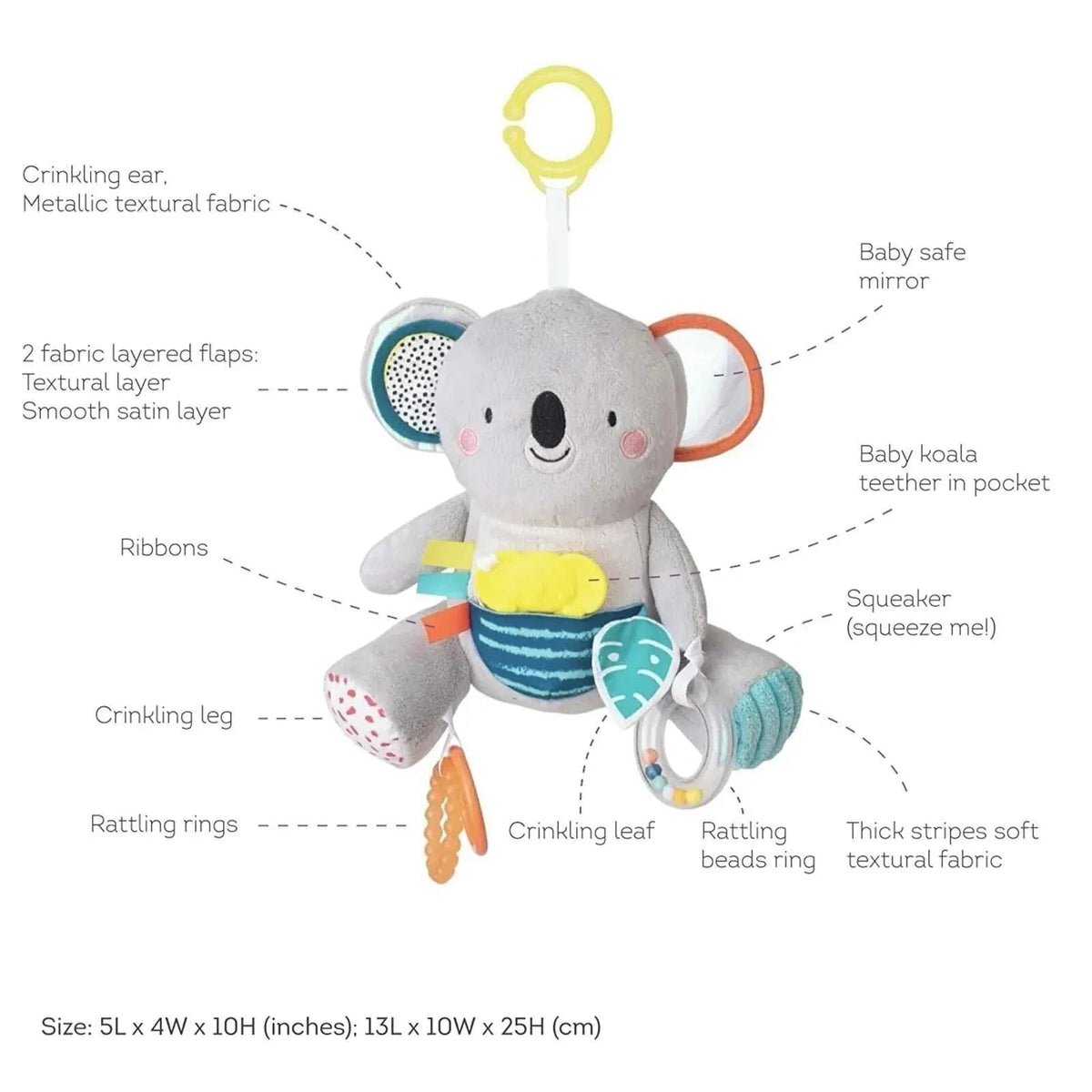 Taf Toys Kimmy The Koala Activity Toy Grey Mix | Luxury Home Accessories | Heulog Glow