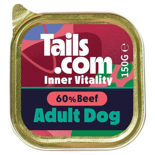 Tails.com Inner Vitality Adult Beef Alu Tray 150g | Luxury Home Accessories | Heulog Glow